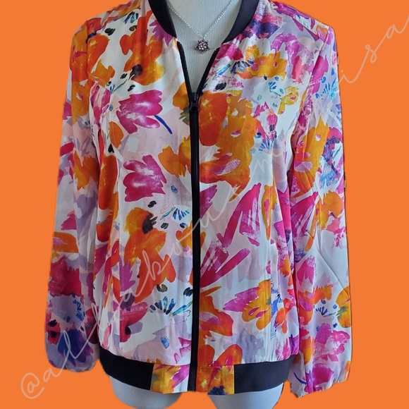 NYDJ Womens Floral Print Bomber - Picture 7 of 8